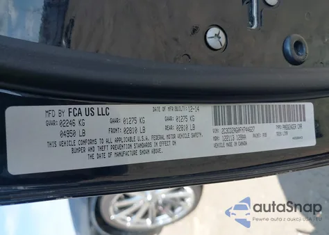 2015 Dodge Challenger Sxt z USA, uszkodzony, nr VIN 2C3CDZAG0FH744627